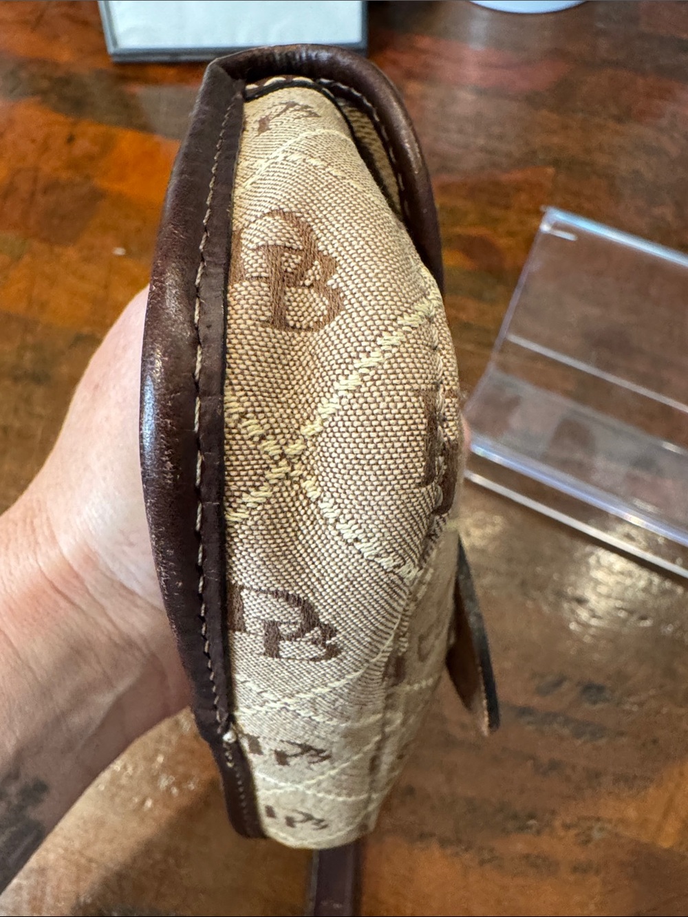 Dooney & Bourke Beige & Brown Logo Wristlet - Picture 6 of 9